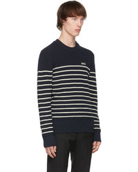 AMI Alexandre Mattiussi Navy White Merino Breton Stripe Sweater