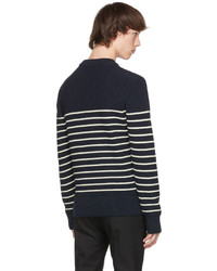 AMI Alexandre Mattiussi Navy White Merino Breton Stripe Sweater