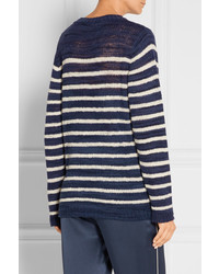 The Elder Statesman Picasso Striped Cashmere Sweater Navy