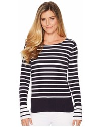 Elliott Lauren Rib Stripe Sweater With Bell Sleeve And Slit Detail Sweater