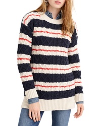 J.Crew Stripe Cable Knit Tunic Sweater