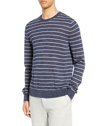 Vince Stripe Crewneck Wool Linen Sweater