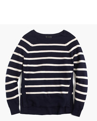 J.Crew Striped Crewneck Sweater With Side Snaps