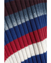 Maison Margiela Striped Ribbed Cotton Sweater Navy