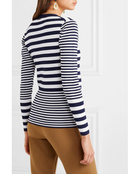 MICHAEL Michael Kors Striped Ribbed Stretch Knit Sweater