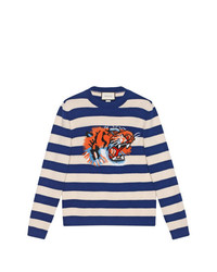 Gucci Striped Wool Sweater With Tiger Head