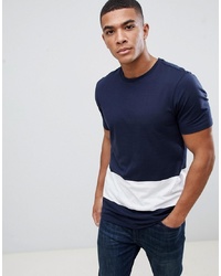 New Look Colour Block T Shirt In Navy And White