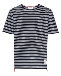 Thom Browne Logo Patch Striped T Shirt