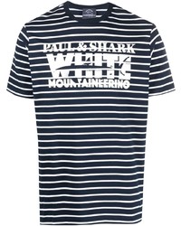 Paul & Shark Logo Print Striped T Shirt