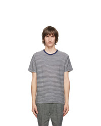 Officine Generale Navy And Off White Striped T Shirt