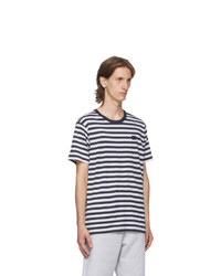 Acne Studios Navy And White Patch Striped T Shirt