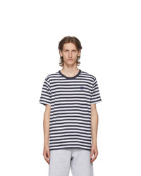 Acne Studios Navy And White Patch Striped T Shirt