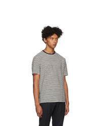 Officine Generale Navy And White Striped T Shirt