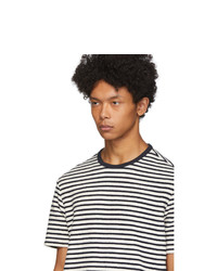 Officine Generale Navy And White Striped T Shirt