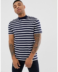 ASOS DESIGN Relaxed Striped Heavyweight T Shirt With Turtle Neck