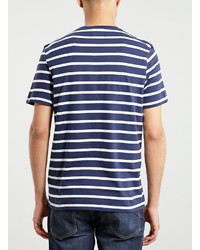Topman Slim Fit Navy Stripe T Shirt