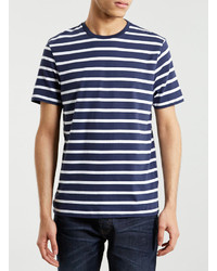 Topman Slim Fit Navy Stripe T Shirt
