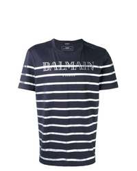 Balmain Striped Logo T Shirt