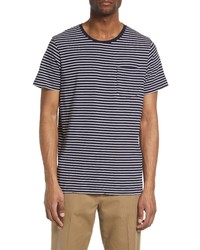 Club Monaco Williams Stripe T Shirt In Navy And White At Nordstrom