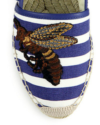 Gucci Pilar Embroidered Stripe Espadrille Flats
