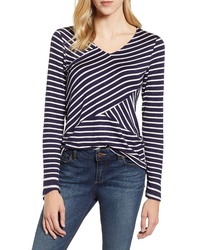 Gibson Cross Front Stripes Top