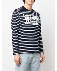 Paul & Shark Logo Print Striped T Shirt
