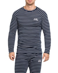 Odlo Originals Eco Stripe Base Layer T Shirt In Dark Sapphiresilver Grey At Nordstrom
