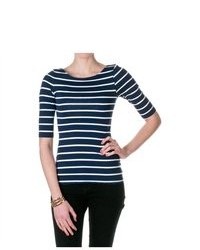 Riverberry Hearts Hips By Striped Half Sleeve Top Navywhite Size Medium