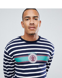 ASOS DESIGN T Sleeve Striped T Shirt With Emblem Print