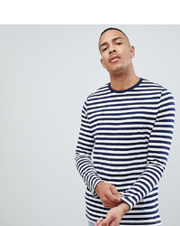 ASOS DESIGN T Sleeve T Shirt In Navy And White