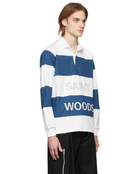 Saintwoods Navy White Stripe Rugby Polo