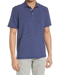 Peter Millar Crest Shallows Stripe Short Sleeve Polo In Sport Navy At Nordstrom