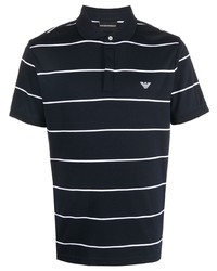Emporio Armani Striped Embroidered Logo Polo Shirt