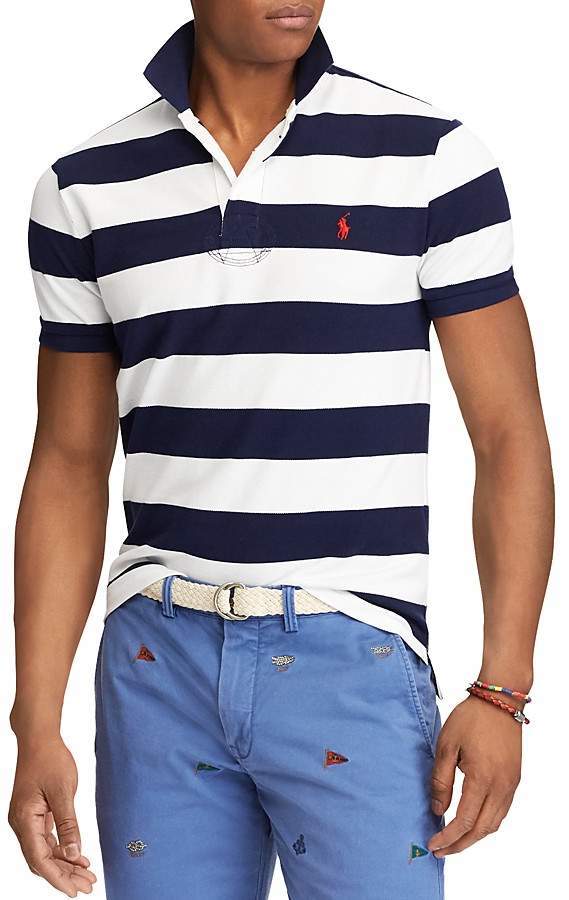 Polo Ralph Lauren Striped Custom Slim Fit Polo Shirt 100%, $89 | Bloomingdale's | Lookastic
