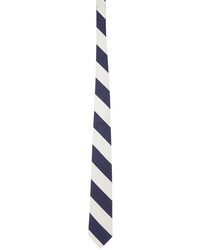 Beams Plus Silver Navy Silk Striped Regital Tie
