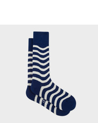 Paul Smith Navy Wobble Stripe Socks