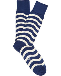 Paul Smith Wavy Striped Cotton Blend Socks