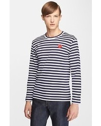 Navy and White Horizontal Striped T-shirt