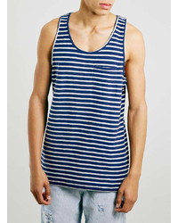 Selected Homme White And Navy Striped Tank Top