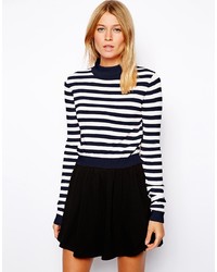 Asos Striped Crop Sweater With Turtleneck