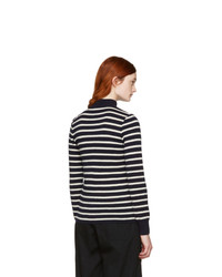 Comme Des Garcons Play Navy Striped Heart Patch Turtleneck