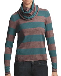 Lilla P Stripe Cropped Cowl Neck Sweater