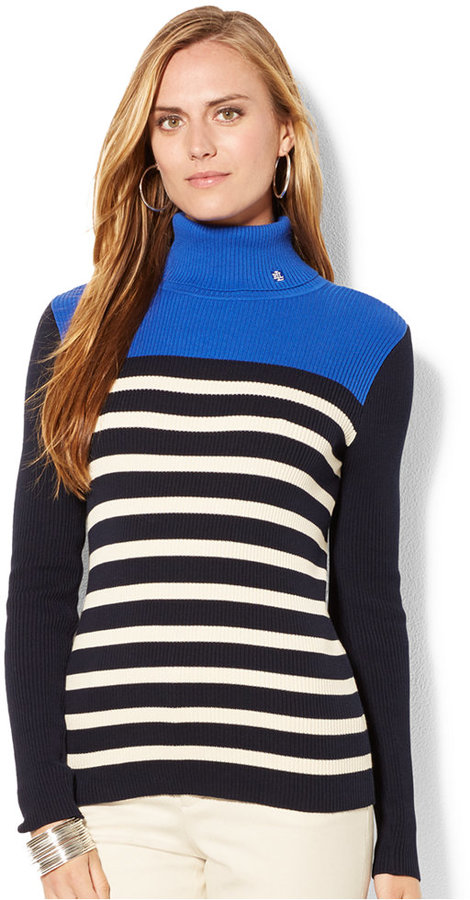 Lauren Ralph Lauren Striped Turtleneck Sweater, $69, Macy's
