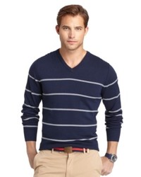 Izod V Neck Thin Striped Sweater