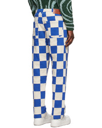 Kid Super Blue Off White Check Trousers