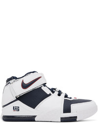Navy and White Leather Athletic Shoes