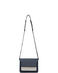 Navy and White Leather Crossbody Bag