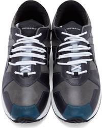 Kris Van Assche Krisvanassche Grey Navy Leather Low Top Sneakers