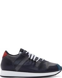 Kris Van Assche Krisvanassche Grey Navy Leather Low Top Sneakers