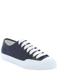 Gucci Navy And White Leather Trimmed Denim Sneakers